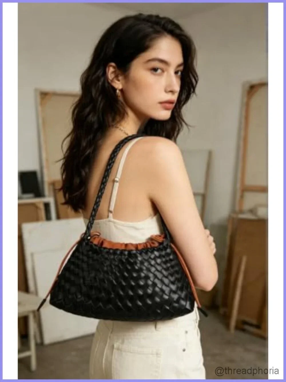 Woven Hobo Shoulder Bag for Women Faux Leather Handwoven Summer Purse